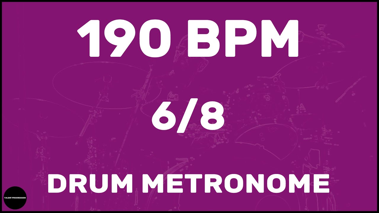 6/8 Drum Metronome Loop 190 BPM YouTube