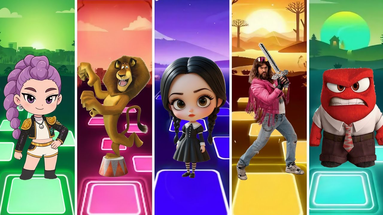 TILES HOP 🆚 K-POP HUNTERS 🆚 MADAGASCAR 🆚 WEDNESDAY 🆚 MINECRAFT 🆚 INSIDE OUT 