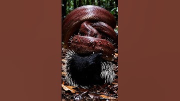 Shocking Scene! Python’s Grip Backfires, Pierced by Porcupine 😱🐍🦔 #Wildlife