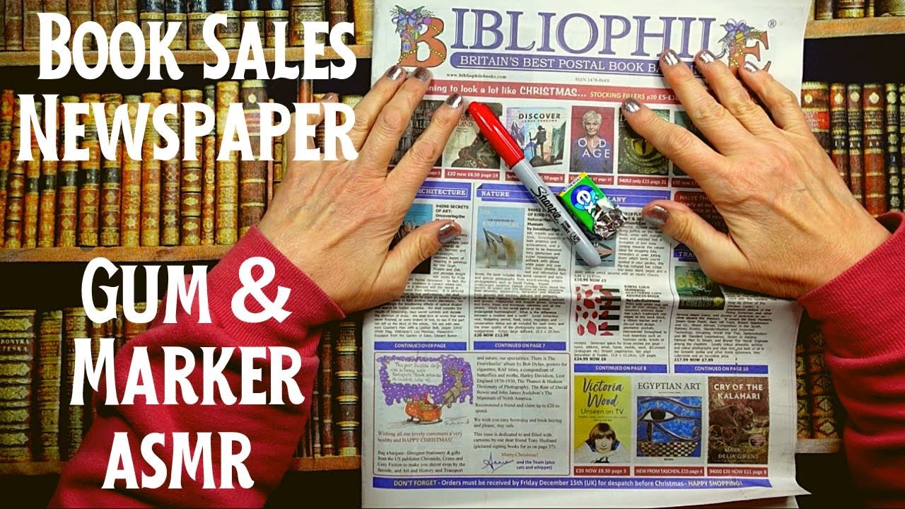 ASMR | Book Sales Newspaper, Gum Chewing & Selecting with a Marker!
