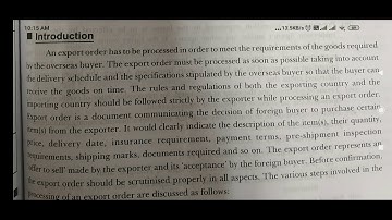 Processing of Export Order