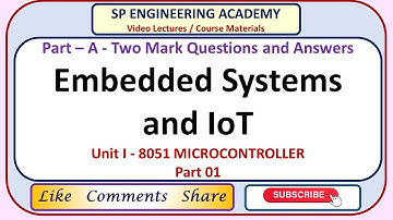 02 Embedded Systems and IoT – Unit I   8051 Microcontroller   Part 02