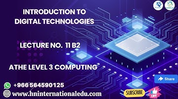 Introduction to Digital Technologies Lecture No. 11 B2 ATHE Level 3 Computing