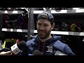 Sean Monahan, Erik Gudbranson, Boone Jenner and Head Coach Rick Bowness | Postgame Media