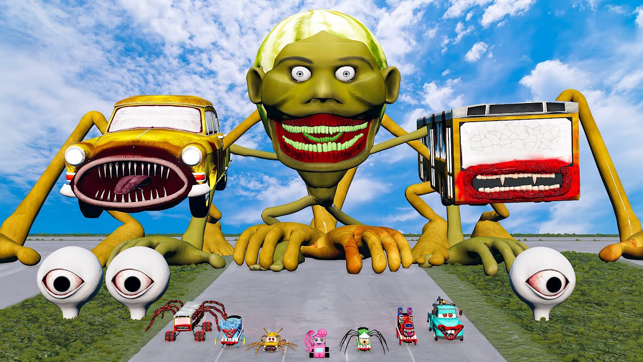 ALL MONSTERS Big & Small Cars with NEW LIN GANG TAPES EATER & BUS EATER & CAR EATER BeamNG.Drive