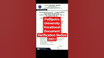 Patliputra University UG Vocational Document Verification Notice 2021 #ppu #ug #shorts #2021