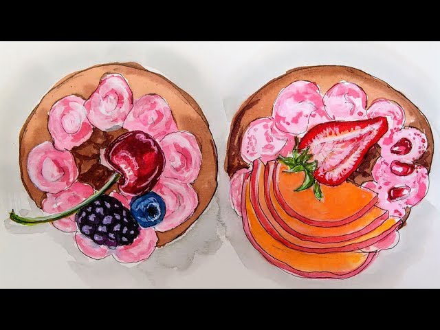 Fruity doughnut illustration & Ink Comparison (Ink or Watercolor)