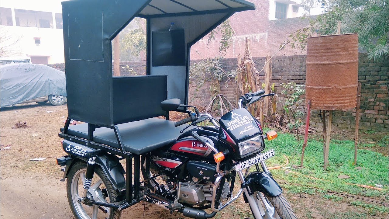 I converted the Splendor two-wheeler into a three-wheeler for the disabled.