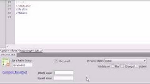 Dreamweaver CS4 Tutorial - 36 - Spry Validation of Radio Groups