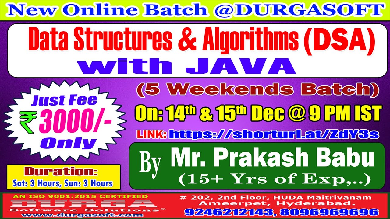 Data Structures & Algorithms with JAVA (5 Weekends Batch) Online ...