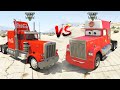 Mack Truck Hauler vs Coca-cola Hauler Truck, Lightning Dinoco car GTA 5