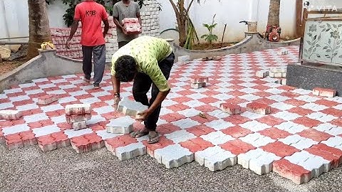 WoW amazing! chess design-House zig zag design paver block installation on flooring fastest laying