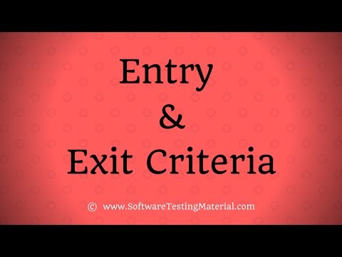 Video: Ano ang STLC na may entry at exit criteria?