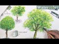 【水彩】🌳簡単リアルな樹木の描き方解説　歯ブラシやコピー用紙で！初心者向け【watercolor】How to draw realistic tree easily＆Tips for beginner