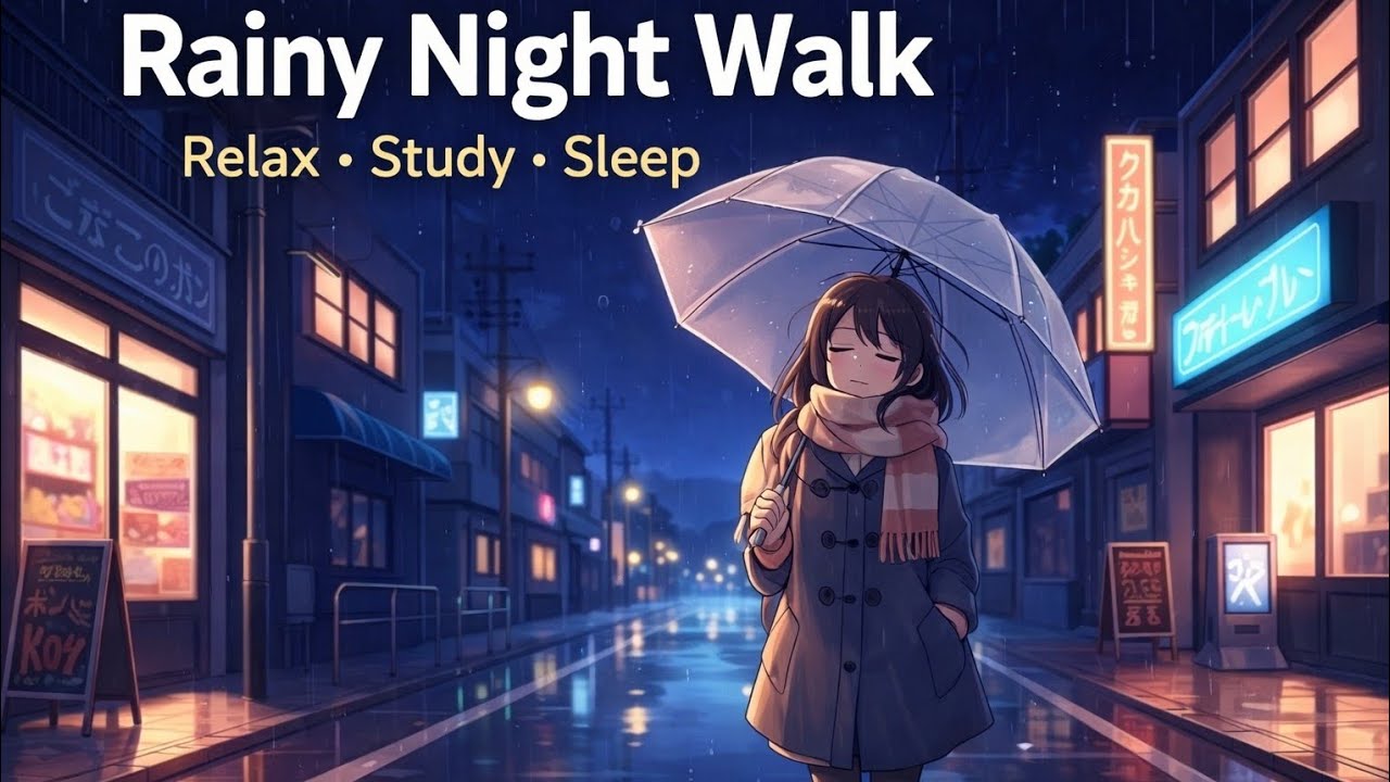 Rainy Night Walk 🌧️ | Relaxing Rain Sounds for Study, Sleep & Calm
