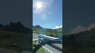 landing a 747 at courchevel in MSFS2020.#shorts