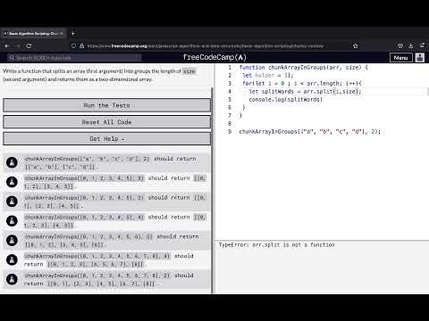Basic Algorithm Scripting: chunky Monkey Attempt