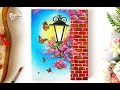 Step by step  lamp and  butterflies painting for beginners  acrylic painting tutorial