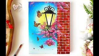 step acrylic beginners painting butterflies tutorial lamp