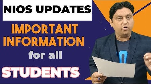 NIOS UPDATES IMPORTANT INFORMATION II NIOS RESULT II EXAMINATION FEE II TMA II PRACTICAL I MARKSHEET