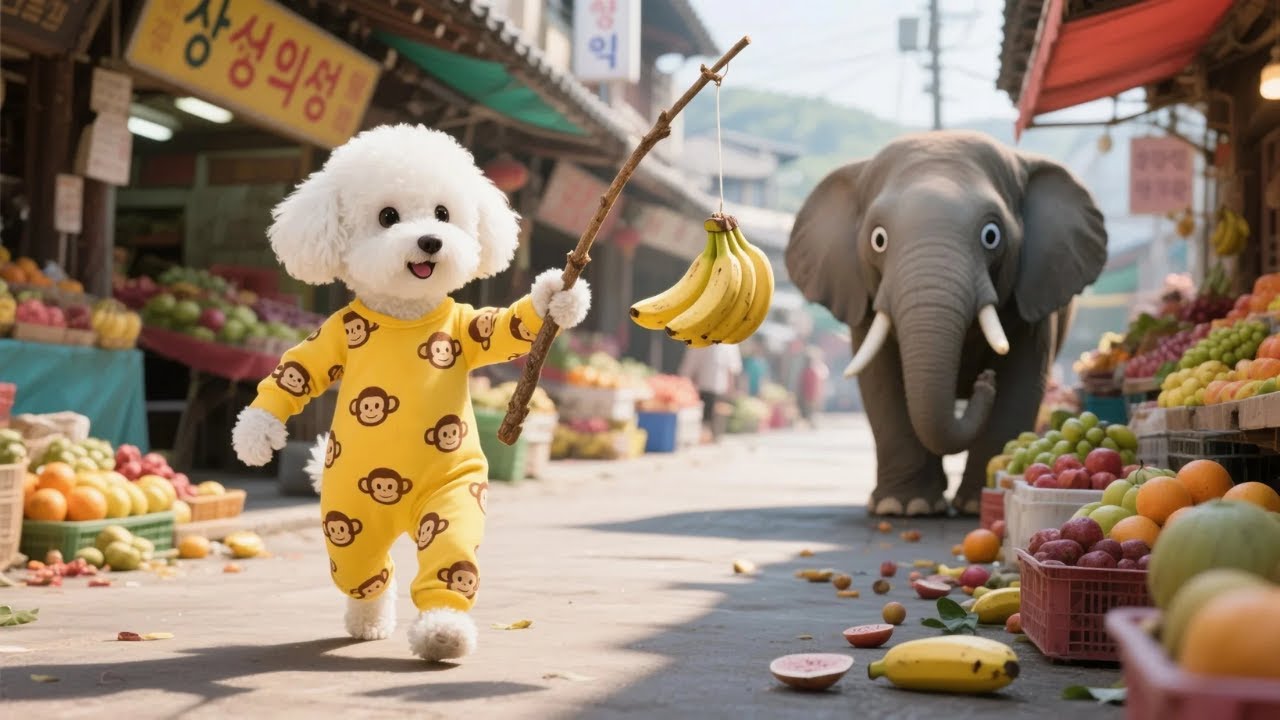A Clever Bichon Dog Guides a Baby Elephant Home 💛