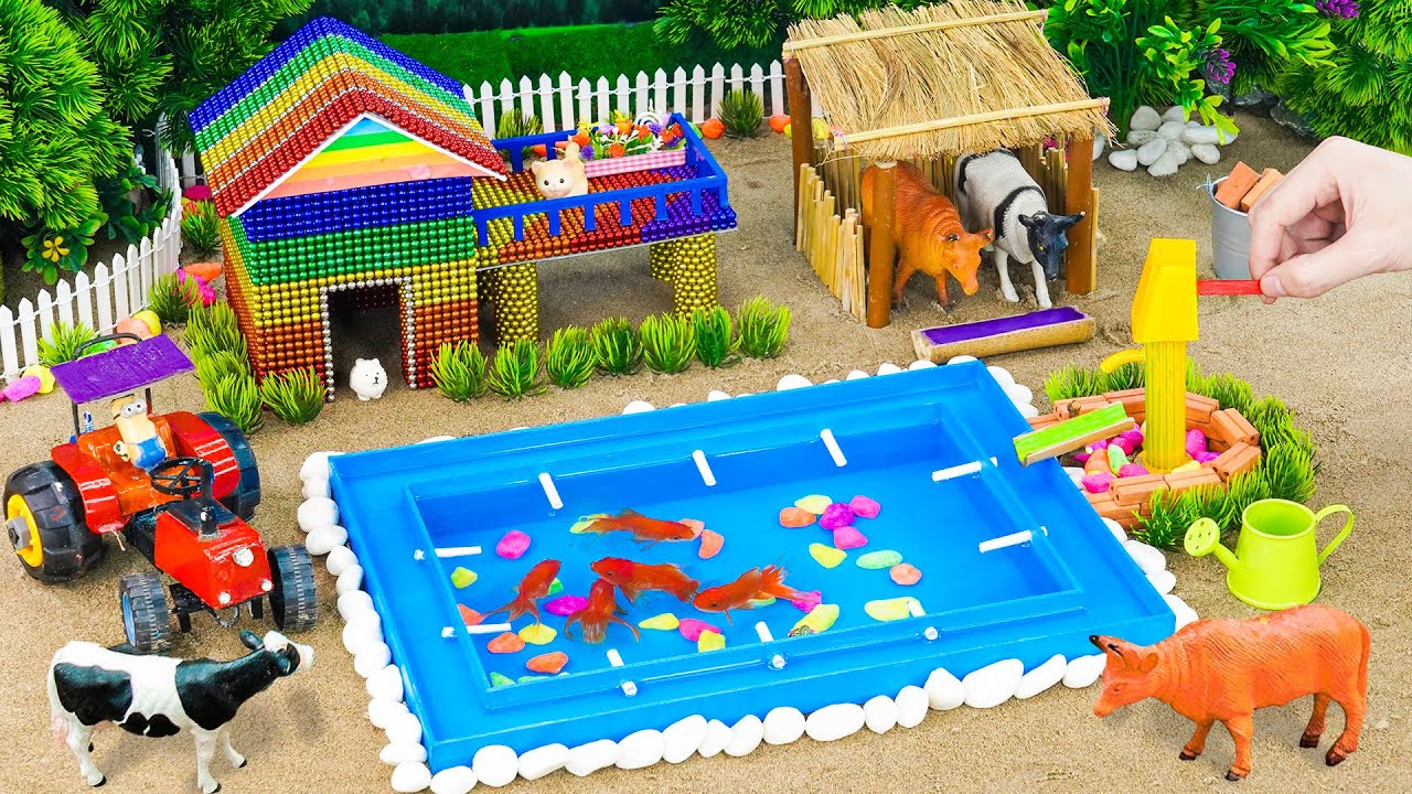 DIY Mini Farm Diorama With House For Cow and Pig | Safari River & Waterhole Diorama Sets