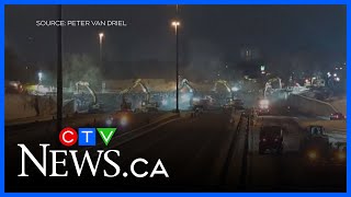 Crews tear down Kitchener bridge