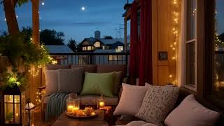 Cozy Balcony Under the Moonlight | Evening Ambience, Night Time Sounds, Crickets Chirping
