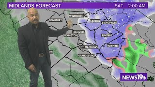 Midlands could see some flakes to a light accumulation of snow in some areas