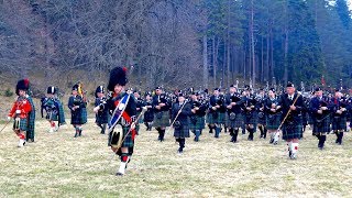 Massed Pipes and Drums of the Scottish highlands gather in Deeside for first parade of 2018