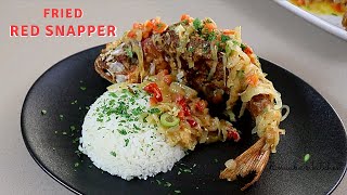 Crispy Fried Red Snapper, with tangy onion sauce