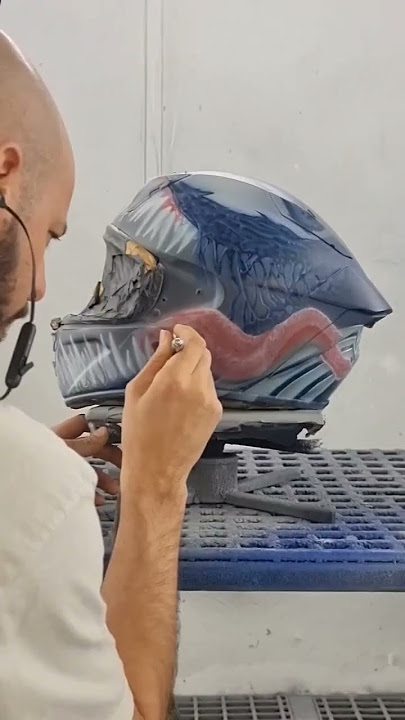 Amazing Free Hand Airbrush on a Shoei X-spirit Helmet with Venom Style by Alfonso_Rubin