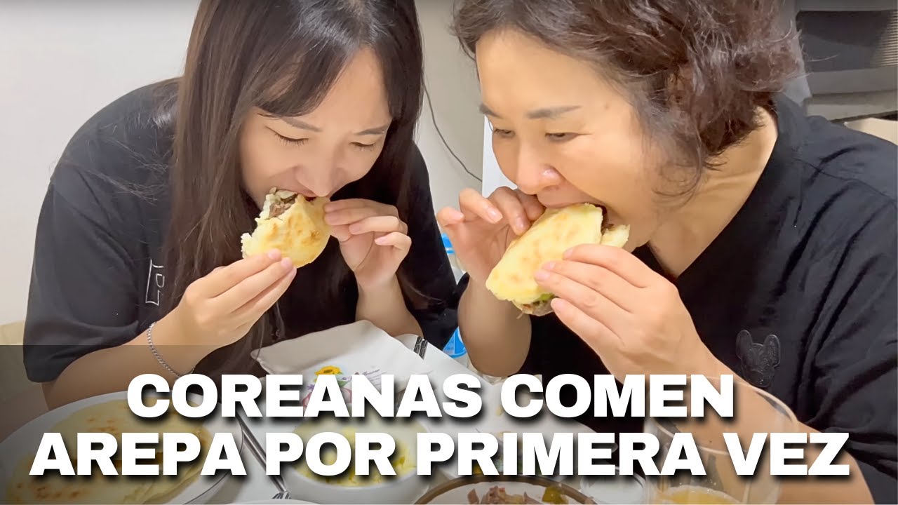 Mi suegra Coreana y mi novia comen AREPAS, le gustarán? #arepas #seoul