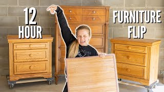 It took 12+ hours to makeover this Wooden Bedroom Furniture Set 🤯