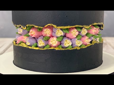 Fault Line Cake | Russian tip Flowers