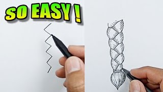 How to draw braids easy for beginners | Easy Drawings