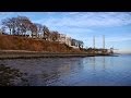 Wedel, Germany: Elbe riverside, ships on the Elbe, beach, sunset light  - (Full HD 1080p)