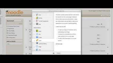 Moodle 2.4 - add a Label (text)