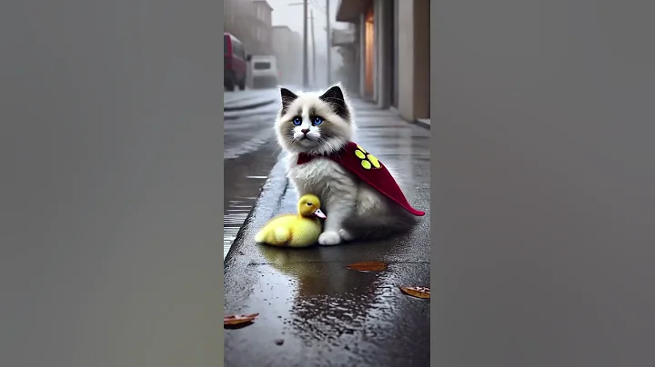 Watch the video about [Meow Hero Mission] 🐱✨ The Cat Hero Arrives — Saving the Duckling! 🦆🐾 #cat #cute #funny #animals