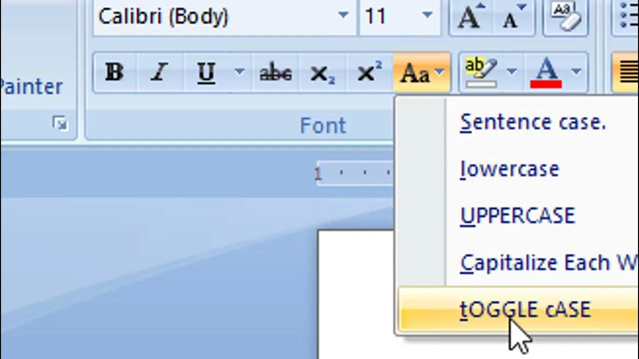 case in Microsoft Word Sentence Case lowecase UPPERCASE Capitalize