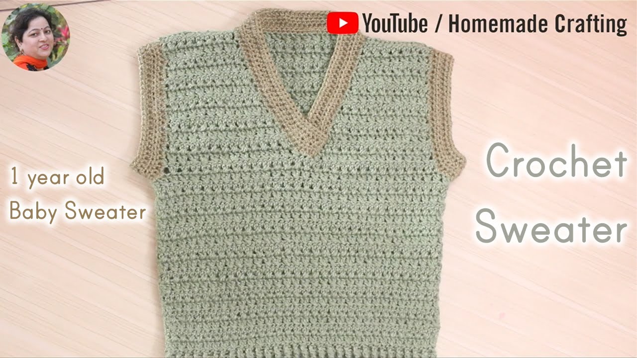 Crochet 1 year old Baby Woollen Sweater | Woolen Pullover - YouTube
