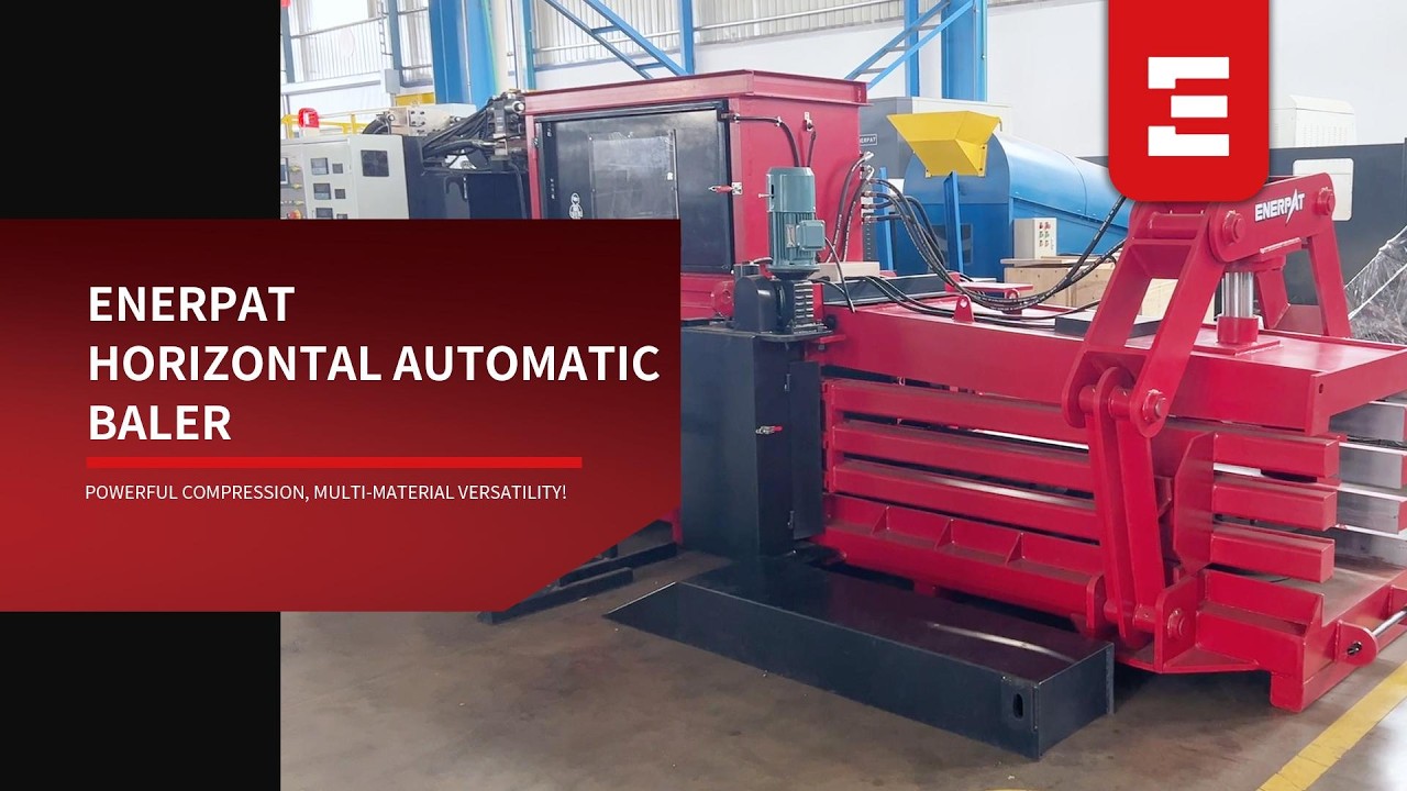 ENERPAT Horizontal Automatic Baler，Handles cardboard, plastic, textile ...