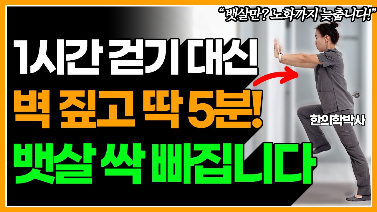 무작정 걷지 말고 벽 짚고 딱 5분! 안 빠지는 중년 뱃살 싹 빠지는 기적의 벽 운동
