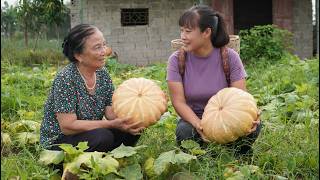 Harvesting giant gourds - small family makes delicious traditional dishes from gourds. screenshot 5