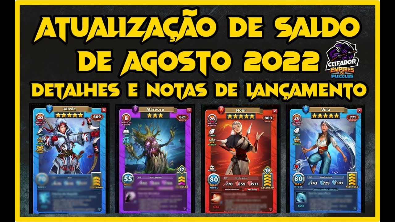 Atualização de Saldo de Agosto de 2022 Detalhes e Notas de