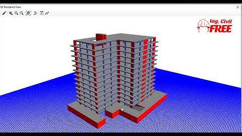 Render 3D View - Diseño en  edificio en Etabs