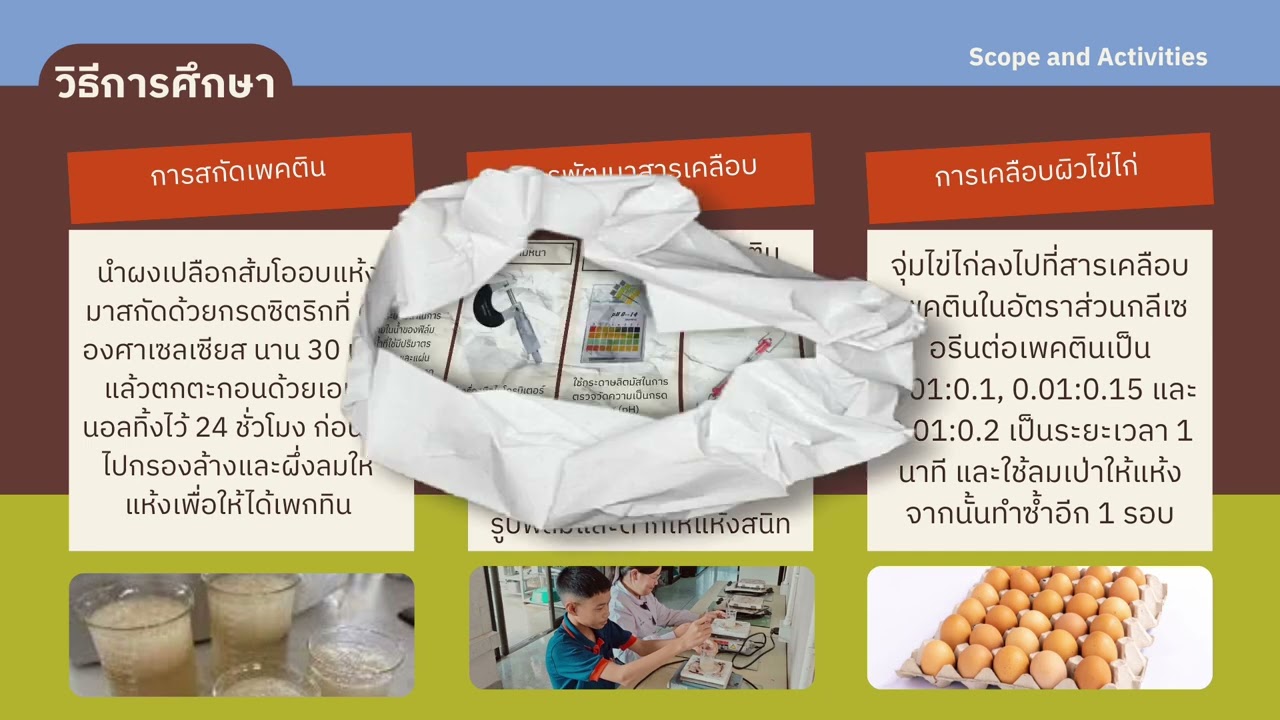 P218.68-การยืดอายุการเก็บรักษาไข่ไก่ระหว่างกระบวนการขนส่งด้วยสารเคลือบเพคตินจากเปลือกส้มโอ
