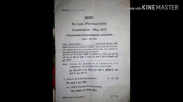 MDU DDE MCOM QUESTION PAPER 2019           Account for mgt decisions