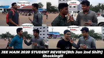 JEE Main 2020 Student Reaction (8th Jan 2nd Shift) | Shocking??? | Important Questions | By PSD1