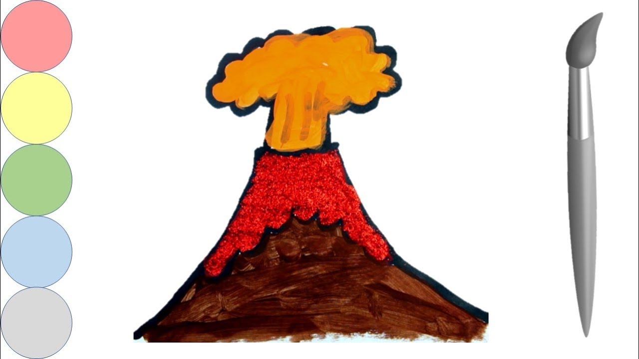 Вулкан рисуем с детьми